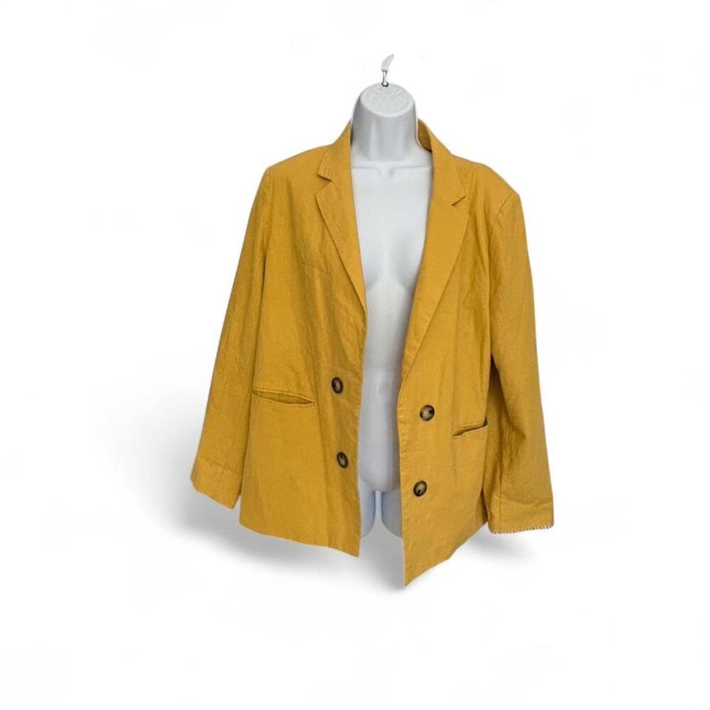 Halston yellow linen blazer SZ L